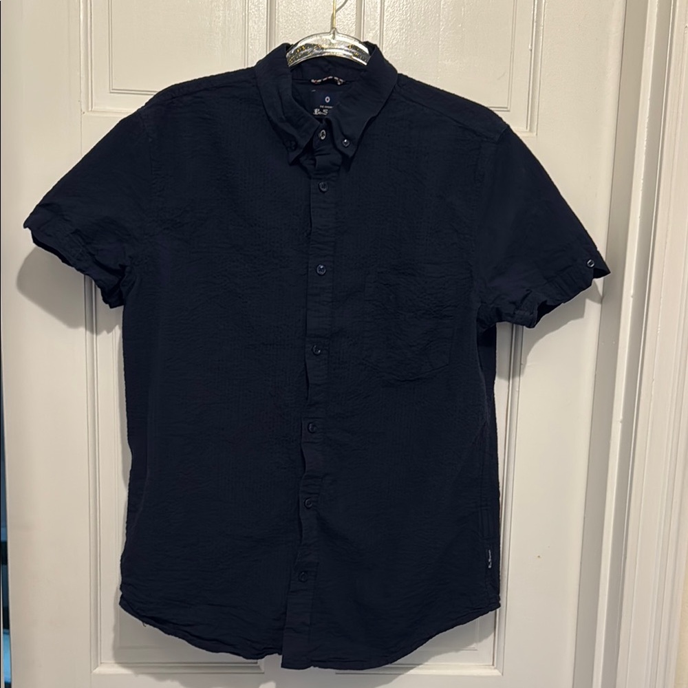 NWOT Ben Sherman Navy Blue 100% Cotton Button Up Shirt Size L